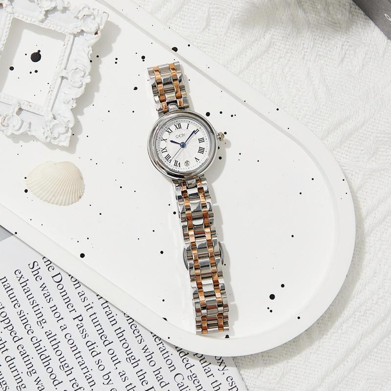 Light Luxury High-End Steel Belt Watch, Small Exquisite Solid Stainless Steel Watch, Women'S Waterproof Quartz Watch