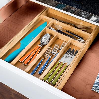 Honey-Can-Do Bamboe 17" D x 22,75" B x 2,3" 7-Vaks Uitbreidbare Keukenlade Organizer, Natuurlijk