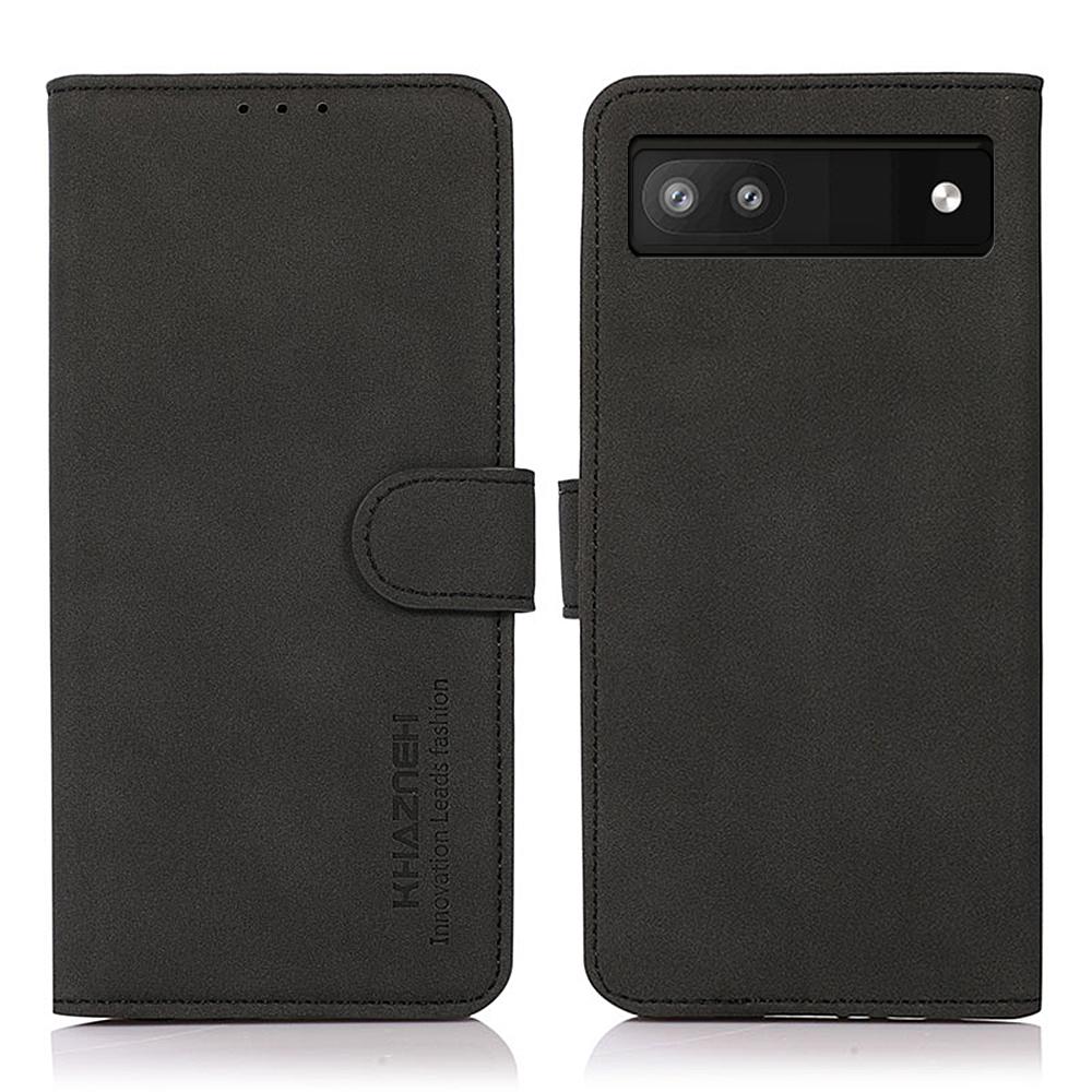 

KHAZNEH For Google Pixel 7a Wallet Phone Case PU Leather Magnetic Closure Stand Cover Black