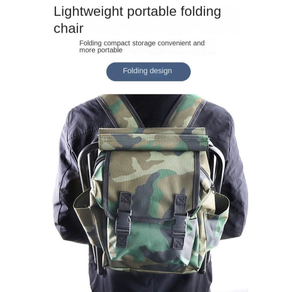 2025 Folding Camping Stool With Backpack Steel Collapsible Camp Stool Ultralight Compact Portable Footstool Ottoman Fishing