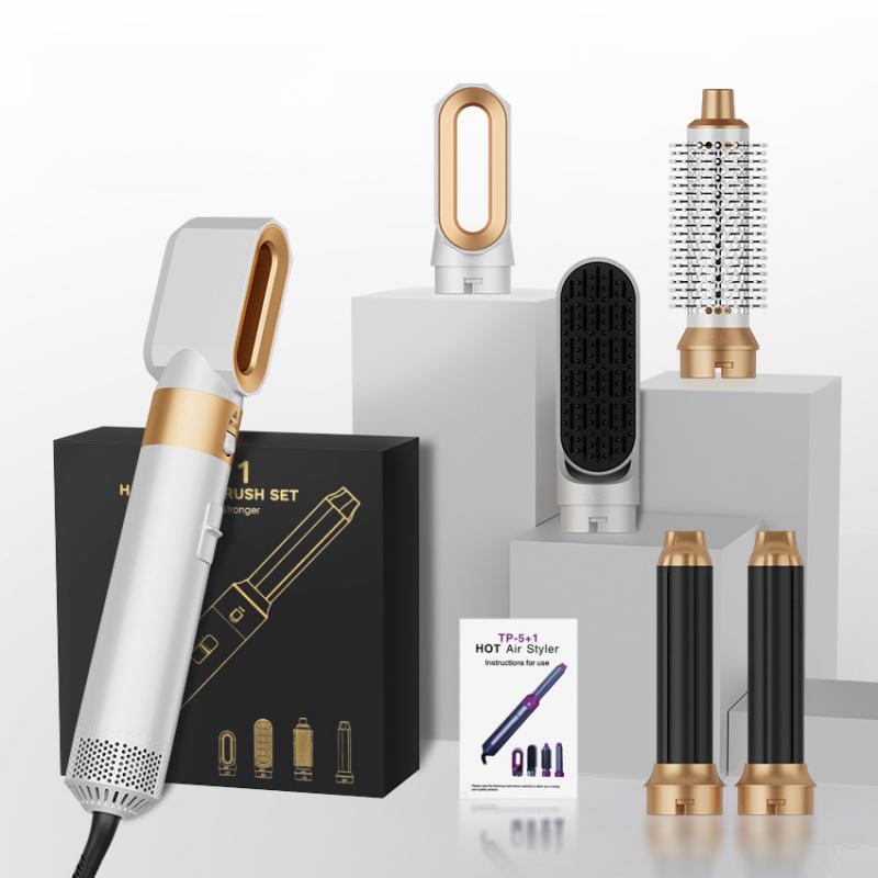 Set Spazzola ad Aria Calda Intercambiabile 5 in 1, Asciugacapelli Multi-Funzione Professionale, Arricciacapelli, Piastra, Styler ad Aria Calda da 1000W per Tutte le Acconciature