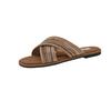 Flat-bottomed retro woven cross-strapped cool slippers fairy shoes outer wear 2025 summer vacation beach roman slippers