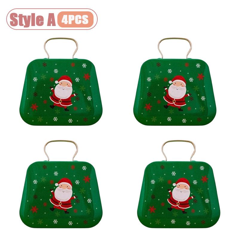 Mini Christmas Tin Candy Box Handbag Gift Box for Holiday Party Favors Gift Wrapping and Festive Table Center Decoration