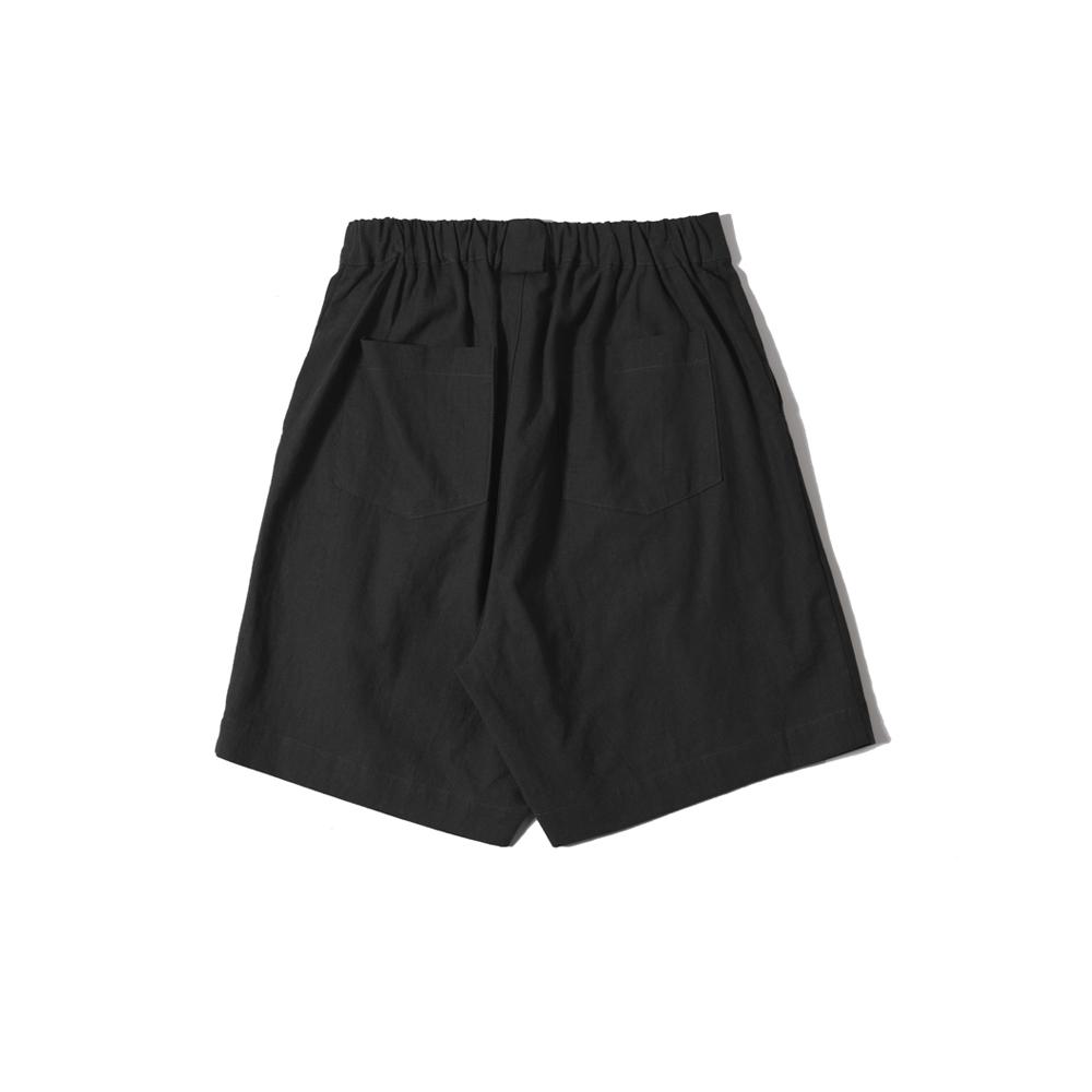 Is Linen Half Banding Bermuda Pants_Black_Unisex