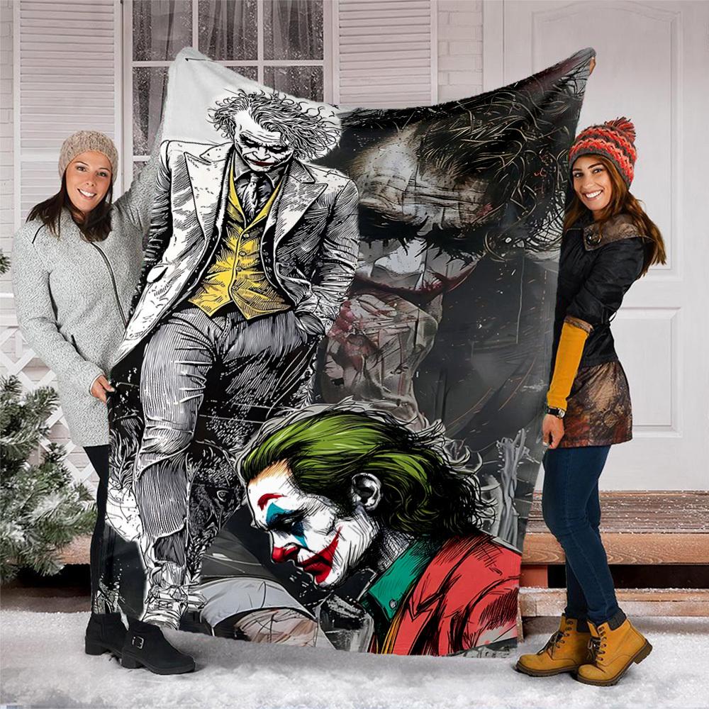1pc Joker Outdoor Flannel Throw Blanket Soft, Lightweight & Warm for Sofa, Office