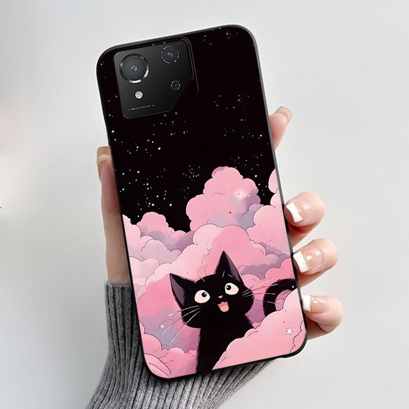 Custodia per Asus ROG Phone 8 Custodia per Telefono ROG 8 Pro Lusso Carino Coniglio Amore Divertente Nero Morbido TPU Silicone Cover Posteriore Protettiva