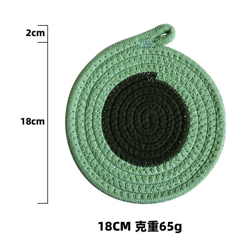 Contrasting cotton rope placemat pastoral thickened thermal insulation pad cotton and linen woven table mat household heat-resistant and anti-scalding