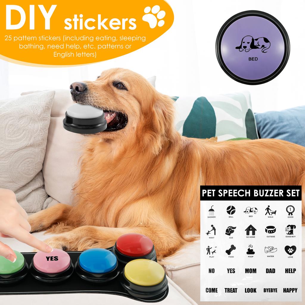 6/8Pcs Dog Communication Buttons 30 Second Voice Recording Buttons Multi Colors Pet Talking Buttons Plastic Dog Training Buzzer