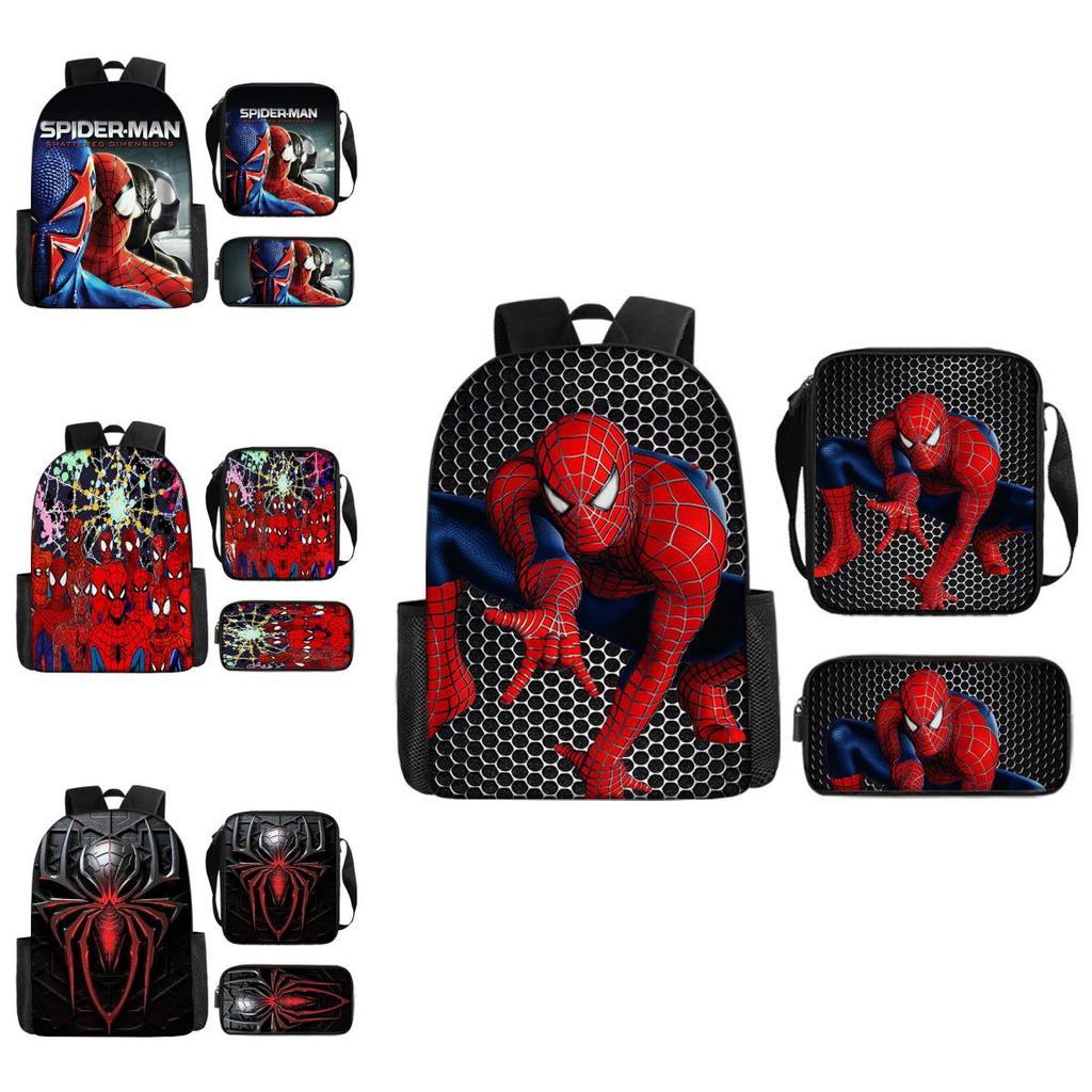 Spiderman Kids Backpack Set With Breathable Oxford Fabric For School Use