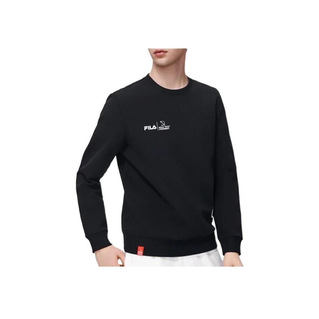 Fila Solid Color Crew Neck Sports Knitted Pullover Sweatshirt Men Sweatshirt Black F11M319202F-BK