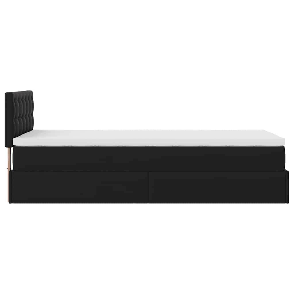 Ottoman Bed with Mattress Black 80x200 Cm Faux Leather