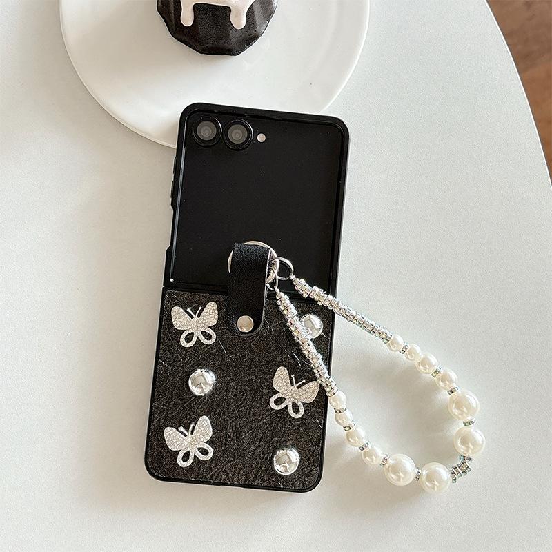 Bracelet Phone Case For Samsung Zflip7 Clamshell Folding Screen Huawei Pocket2 Rhinestone Butterfly