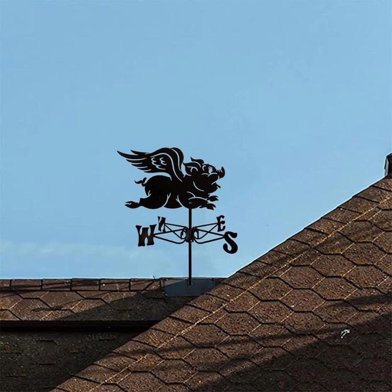 Iron Rooster Metal Weather Vane Family Name Wind Direction Light Weather Roof Mount Wind Vane Outdoor Accessories
