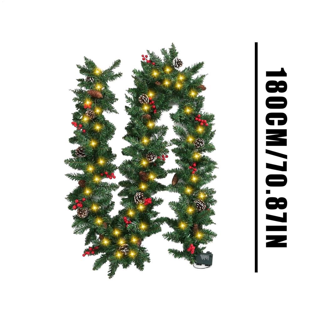 Vánoční girlandy s šiškami, červenými bobulemi, umělé vánoční věnce pro domov, vánoční stromek, schodiště, dveře, novoroční dekorace