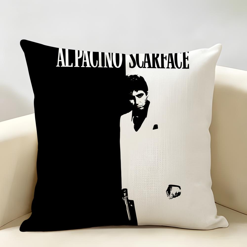 Classic Movie SScarface Cushion Cover Natural Linen Organic Fabric DoubleSided Printing Room Sofa Decor Pillow Case