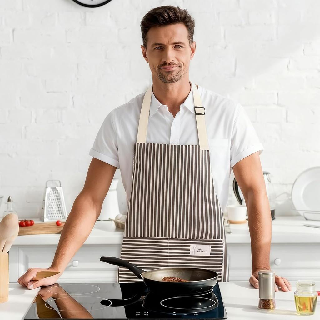 2 Pack Adjustable Bib Apron, Waterdrop Resistant with 2 Pockets for Men Women, Suit for Kitchen And Outdoor BBQ