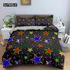 Colorful Stars Duvet Cover Set Microfiber Yellow Pink Stars Soft Bedding Set Single King Queen Twin Size 2/3pcs Comforter Cover