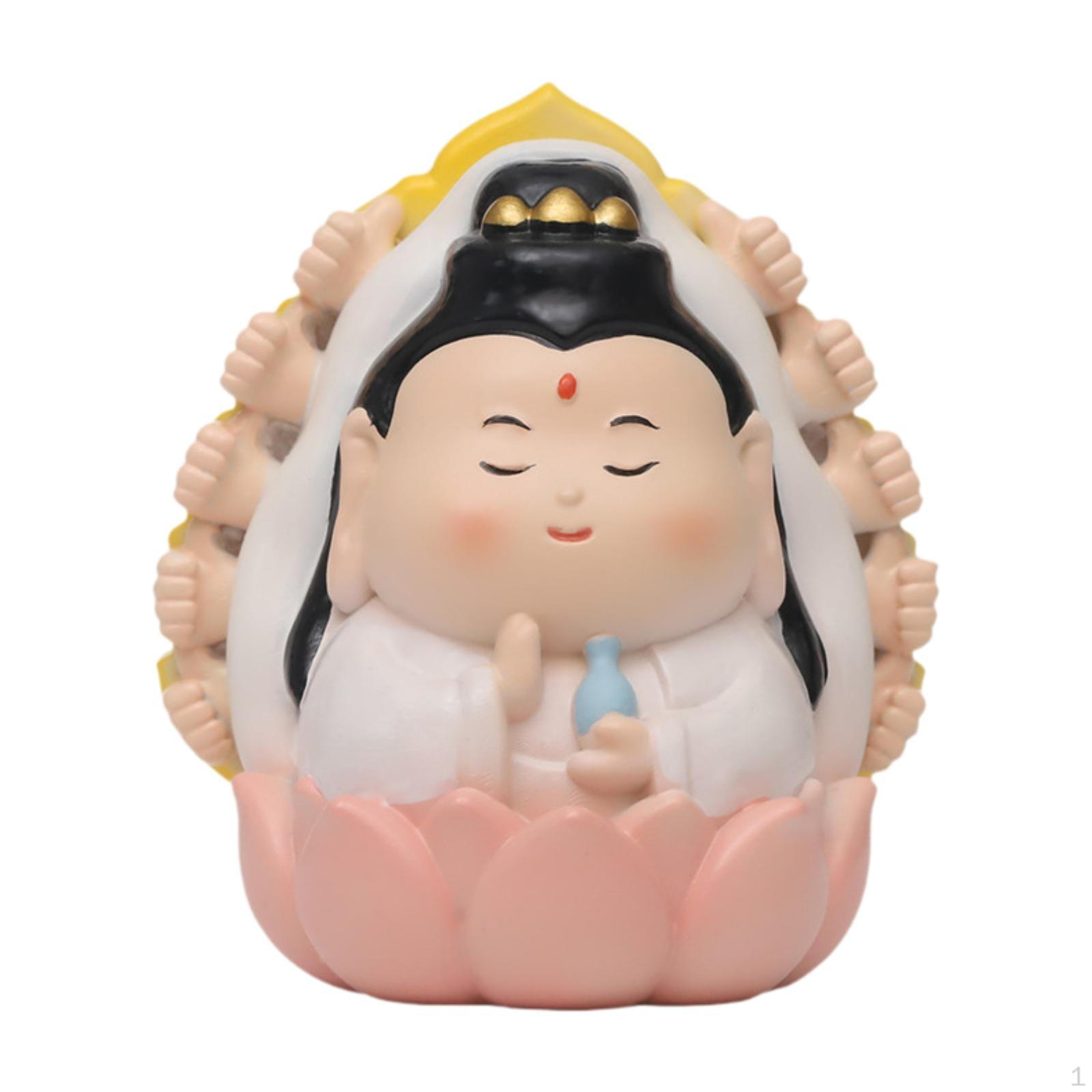 

Buddhist Figurine Resin Sculpture for Home Office Feng Shui Decor Guan Yin