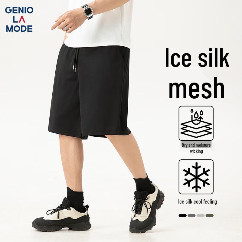 GENIOLAMODE Men s Ice Silk Quick-Dry Breathable Loose-Fit Shorts M
