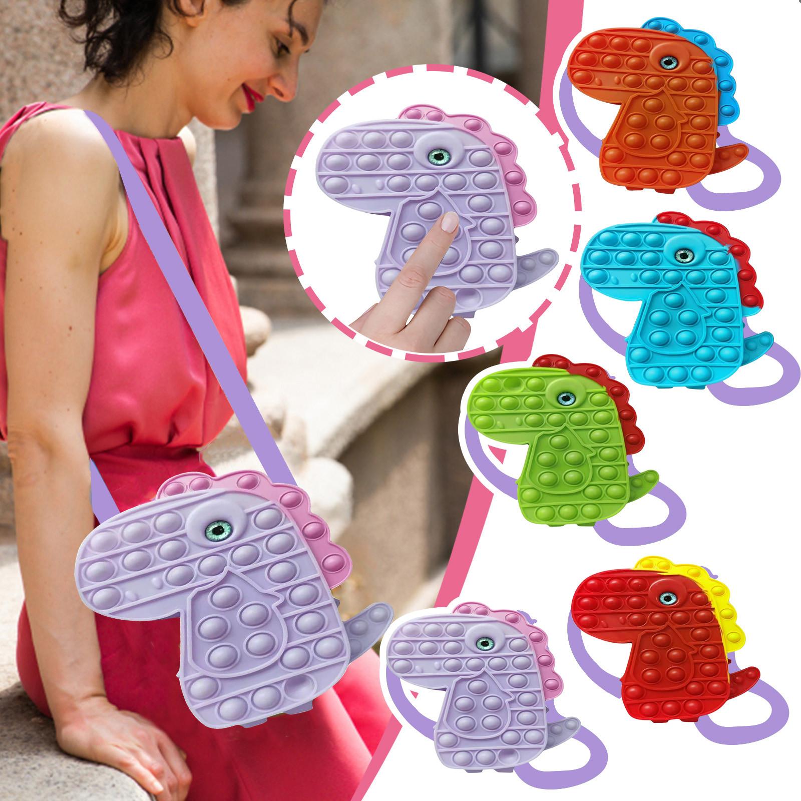 

Push Bubble Handbag Сенсорные игрушки, Модная силиконовая сумка для снятия стресса с динозаврами