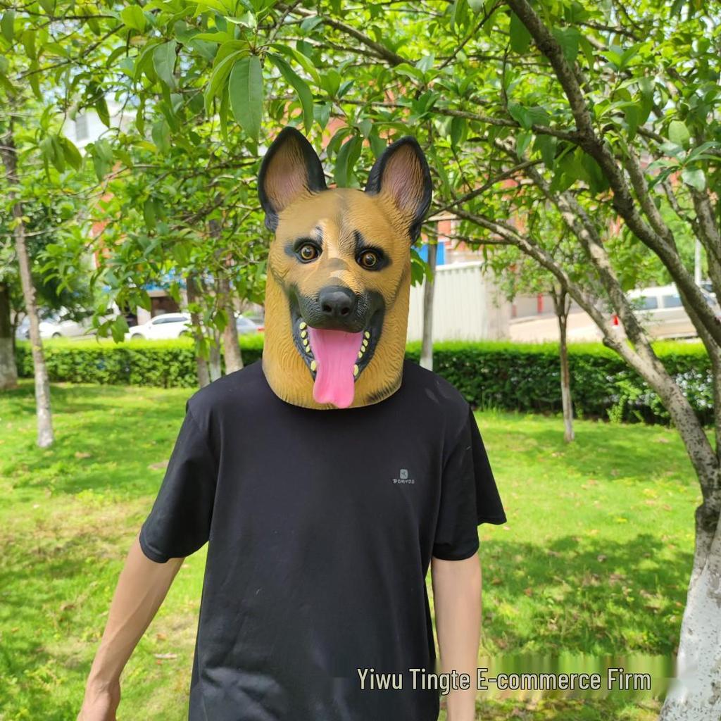 Halloween Wolfdog Shepherd Mask - German Shepherd Husky Latex Headgear for TikTok Style Parties