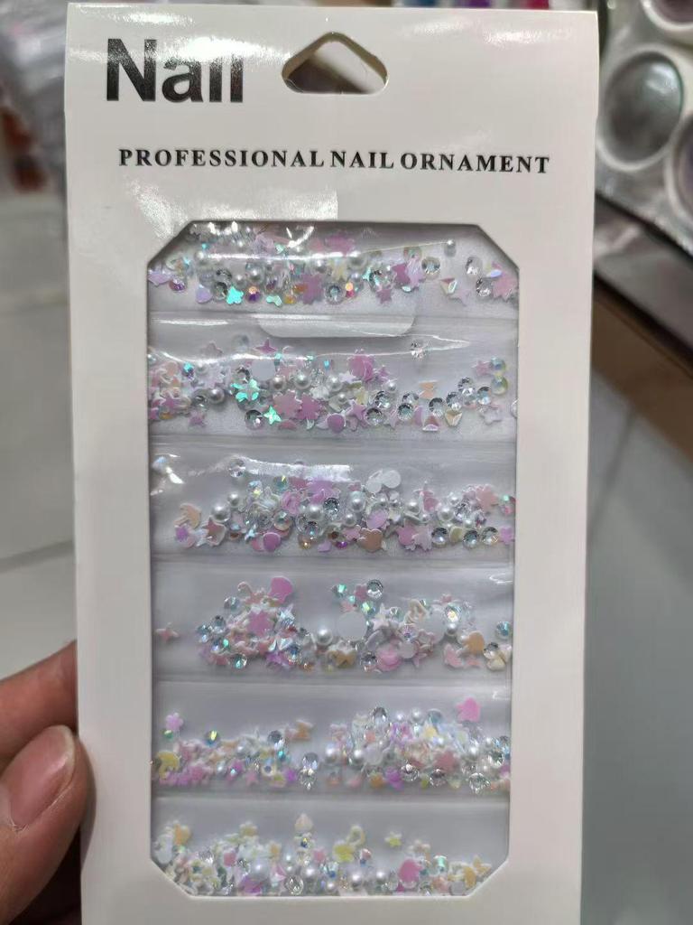 Pearl & Rhinestone Nail Art Decorations: Small Diamonds, Steel Beads, Flowers, Butterflies, Hearts - Mixed Accessories