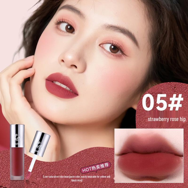 XUXU Air Feel Matte Velvet Lip Glaze – Nude Finish Whitening Lipstick for Student Parties