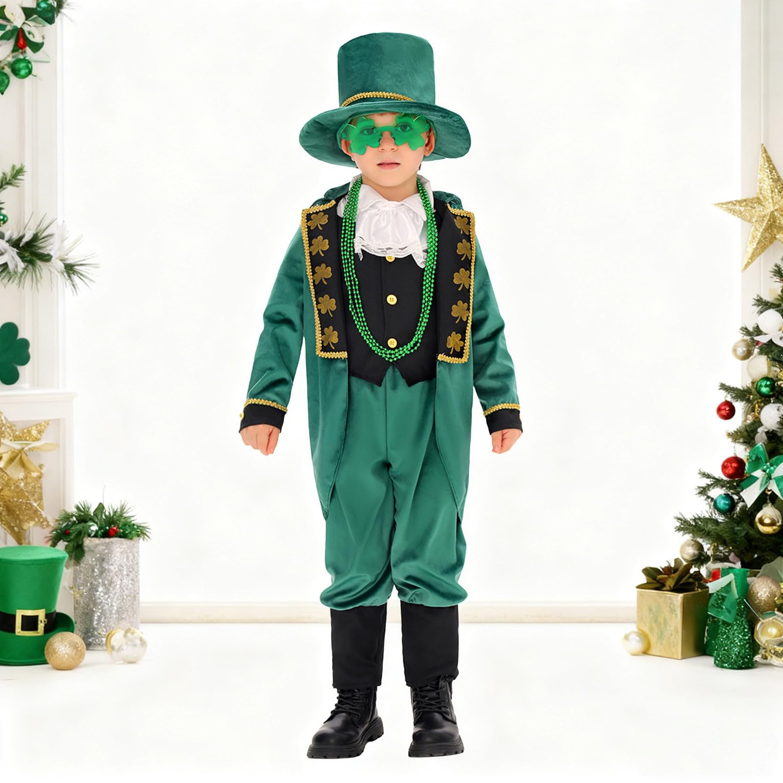 St. Patrick s Day Children s Set Festival Party Stage Performance Costume S зелёный