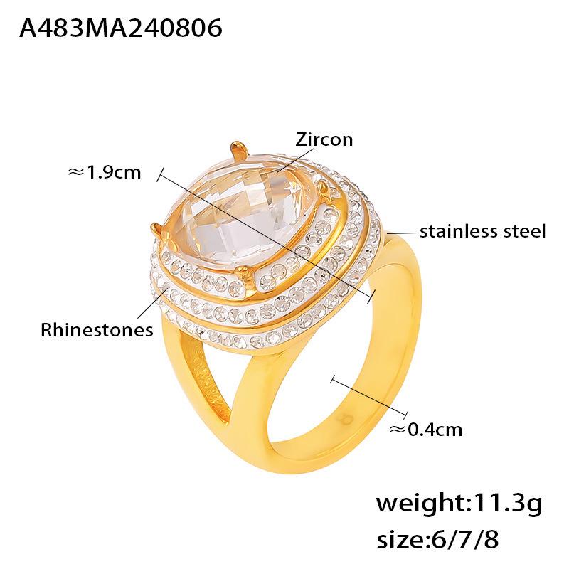 18k Gold-Plated Geometric Zircon Multi-layer Ring for Women