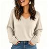 Dames Kleur V-hals Lange Mouwen Gebreide Trui Casual Basic Lichtgewicht Top voor Dagelijks Gebruik