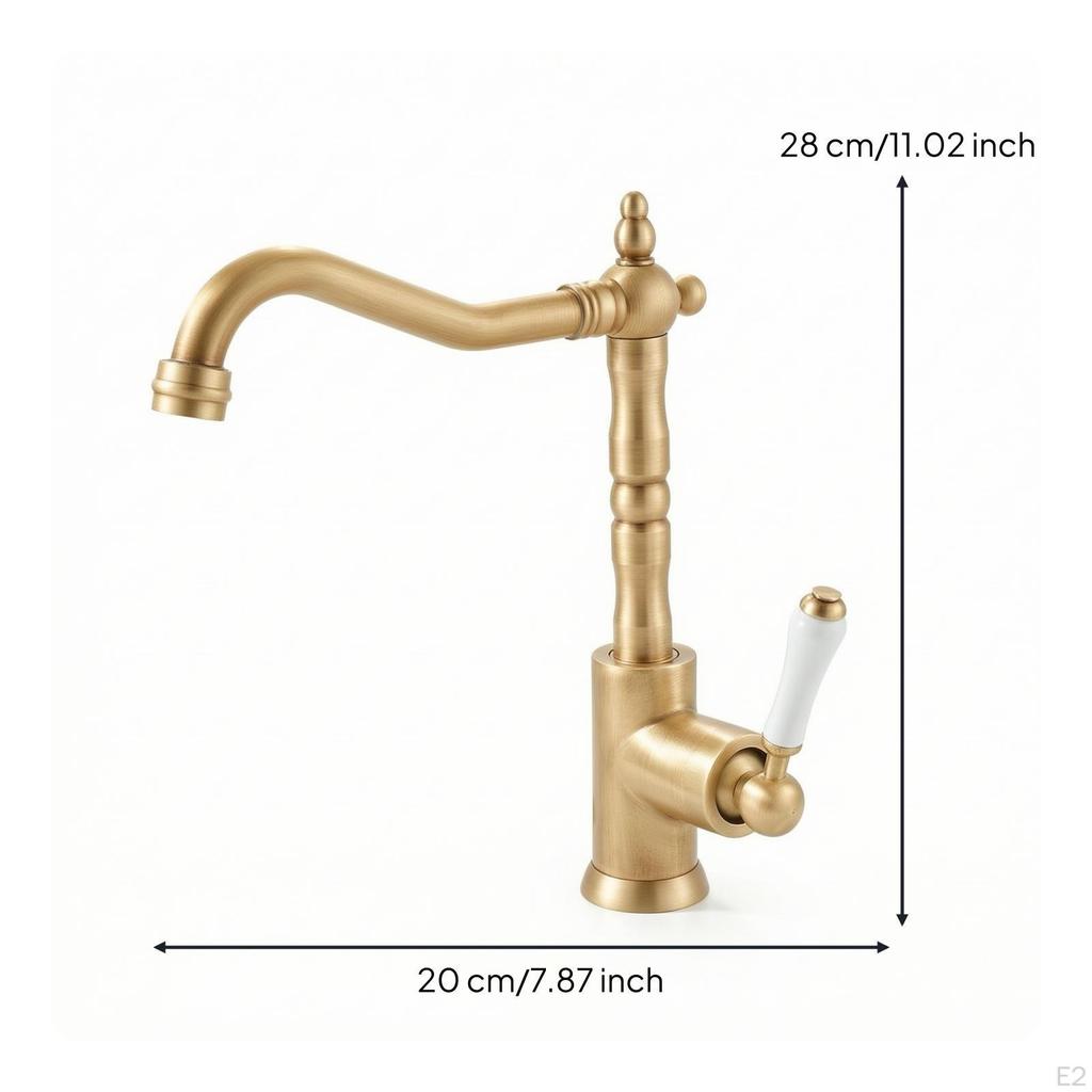 Faucet with Swivel Spout Retro OldWorld Single Lever Mixer for Kitchen, Laundry Room