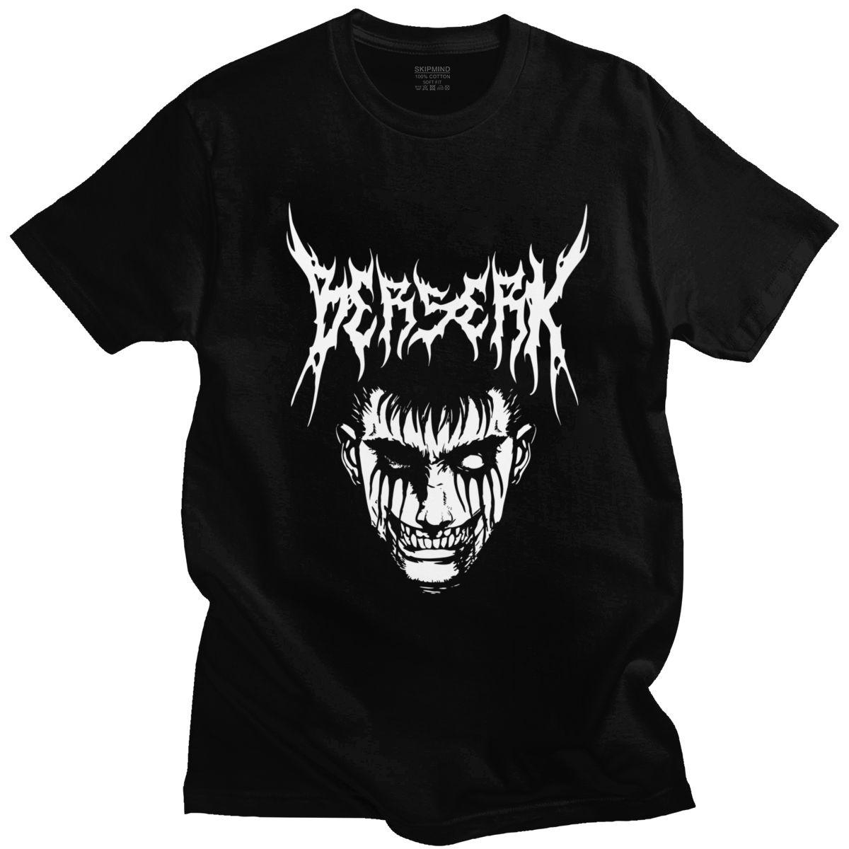 

Cool Harajuku Berserk Guts Футболка для чоловіків з коротким рукавом Японське аніме Манга Графічна футболка М’які бавовняні футболки Gatsu Подарунок 3XL чорний