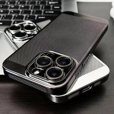 Luxusné pokovovanie Cool Disipation Grid Ultra tenké puzdro pre iPhone 16 15 14 13 12 11 Pro Max XS X XR 7 8 Plus chránič fotoaparátu proti nárazom