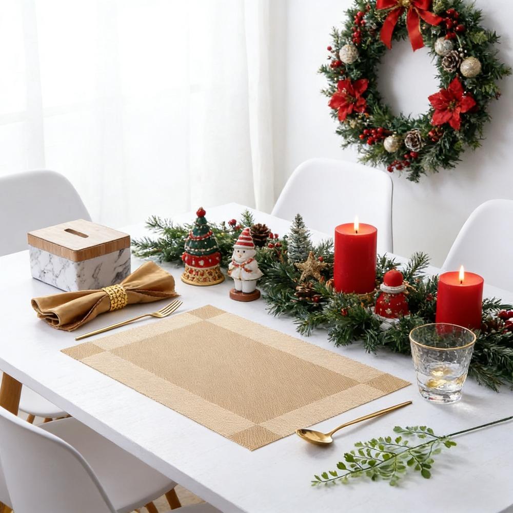 Place Mats for Kitchen Dining Table, Heat-Resistant Anti-Skid Stain Washable PVC Table Mats, Easy to Cleaning Dinner Mats