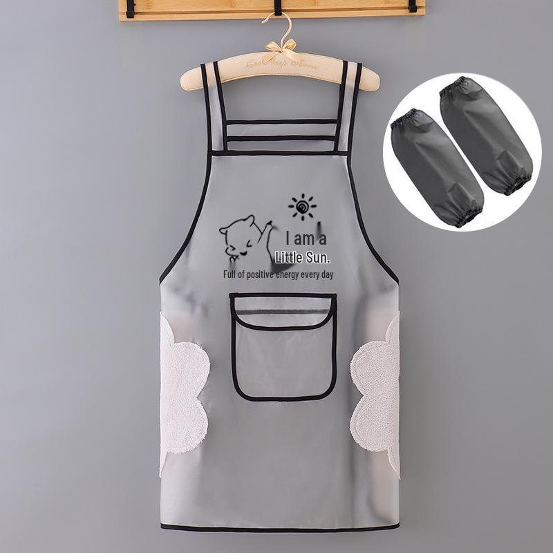 Waterproof Oil-Proof TPU Sleeveless Kitchen Apron with Multi-Pocket Storage, Simple and Stylish Design, Customizable.