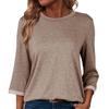 Women's T-shirt Solid Color Round Neck 3/4 Sleeve Top