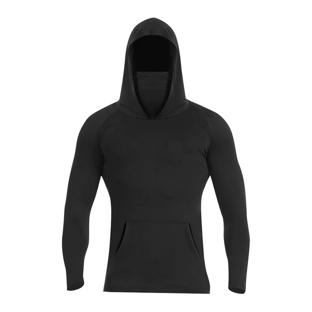 Lightweight Long Sleeve Hooded Shirt with Integrated Face Cover Sun Loose Fit Guard Pullover Top for Outdoor Activities