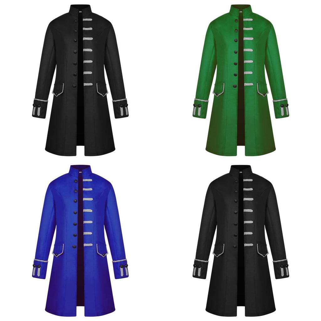 Medieval Men Renaissance Steampunk Jacket Gothic Retro Uniform Coat Windbreaker