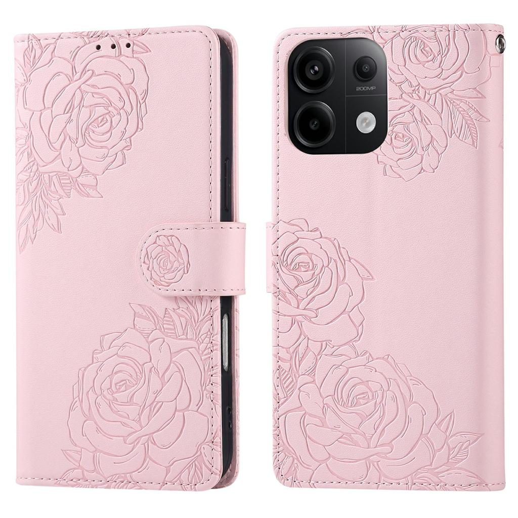 For Xiaomi Redmi Note 13 Pro 5G/Poco X6 5G Case Rose Flower PU Leather Wallet Phone Cover with 3 Card Slots
