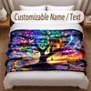 Tree of Life Theme Soft Blanket Personalized Custom Name Text Print Warm Blanket Home Sofa Bedroom Decor