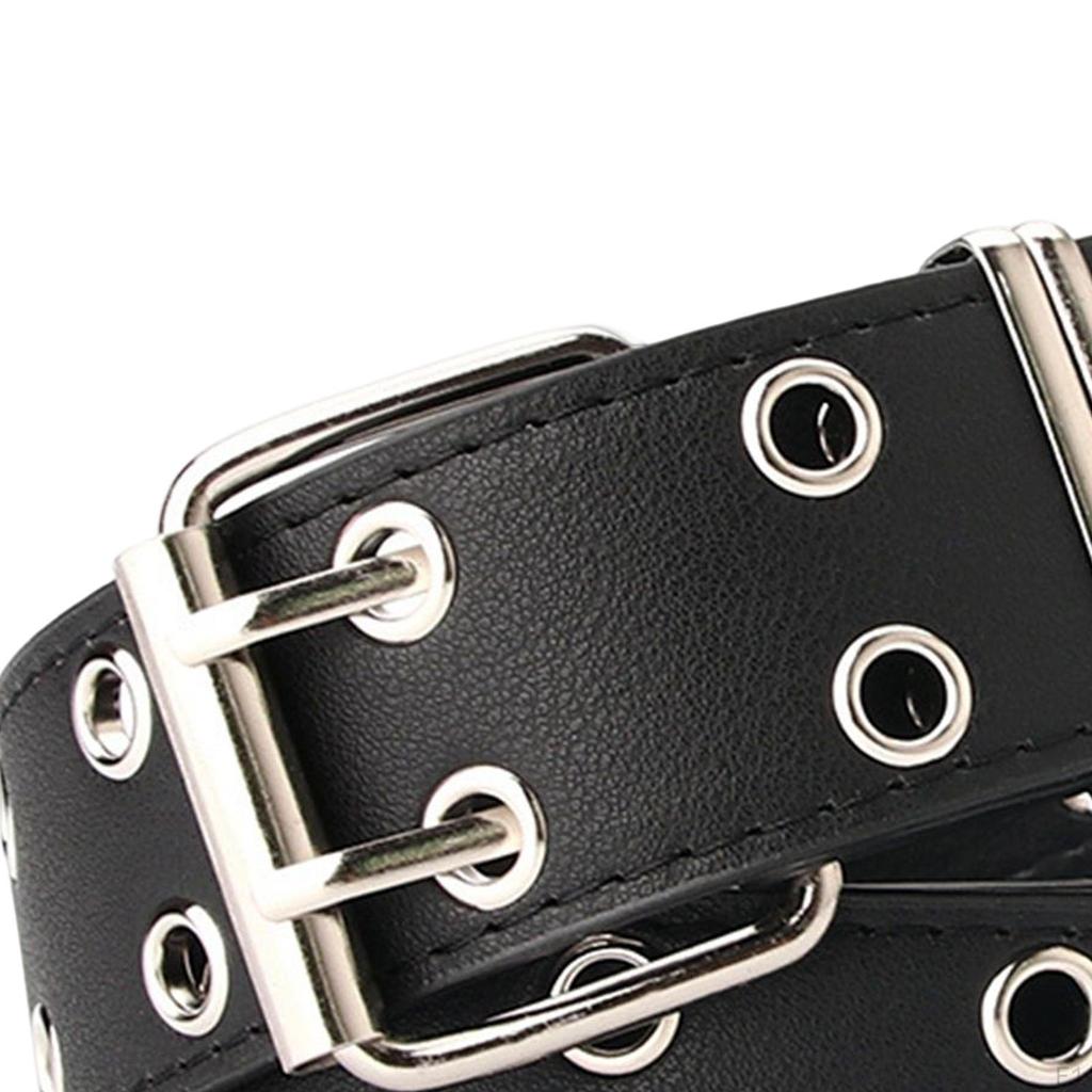 Double Grommet Belt, Adjustable with for Women Men Vintage PU Leather Jeans Belt