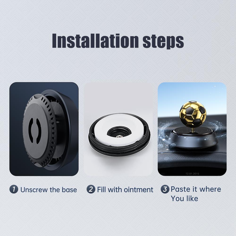 Cool rotating football solar power car air freshener decoration soccer ornament dashboard perfume fragrance diffuser accessories