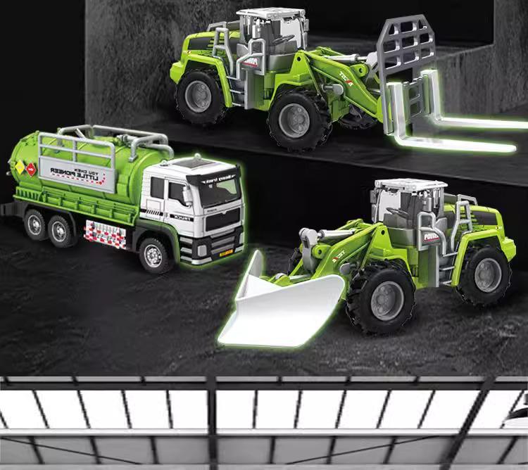 Children's Alloy Construction Vehicle Set: Excavator, Snowplow, Crane, Mixer Truck Simulation Toys