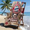 Custom Name Personalized FC Bayern Munchen Print Beach Towel, for Trip Camping Beach Party Home Decor, Birthday Gift for Family & Friends
