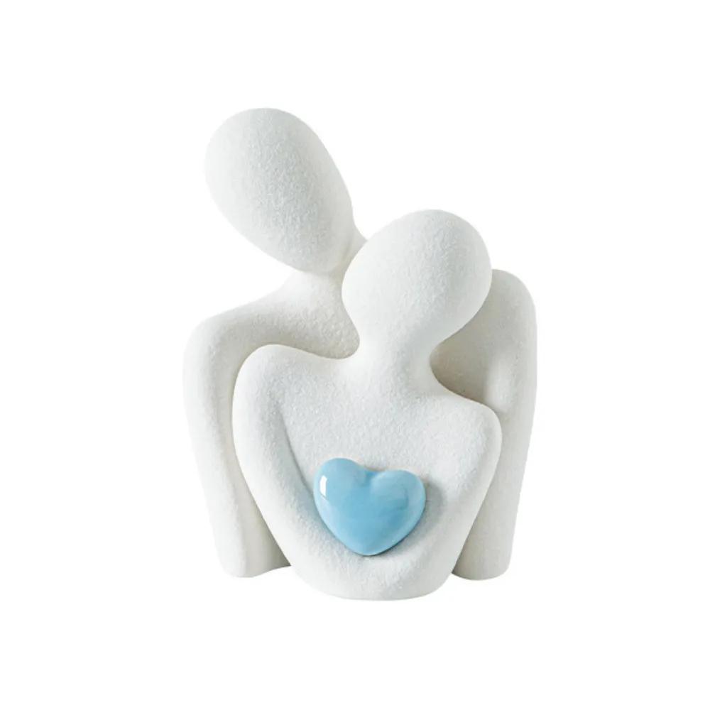 Ceramic Couples Embrace Statue Creative Waterproof People Love Sculpture Abstract Handicraft Miniatures Figurine Cabinet