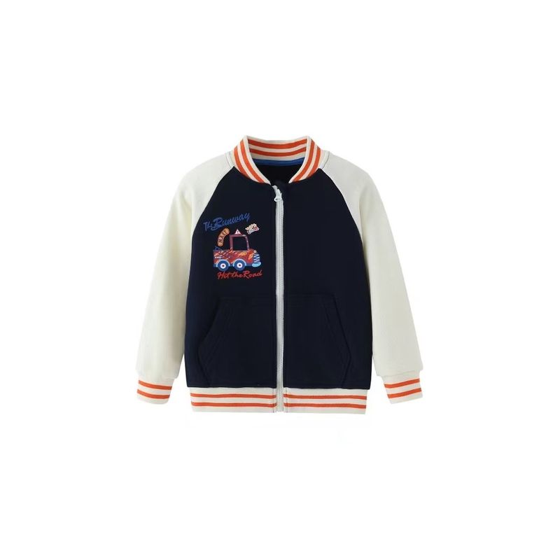 Boys' Jacket Autumn and Winter Style Children's Baseball Jacket New Thickened Spring and Autumn Top Trendy Boys' Pure Cotton Jacket