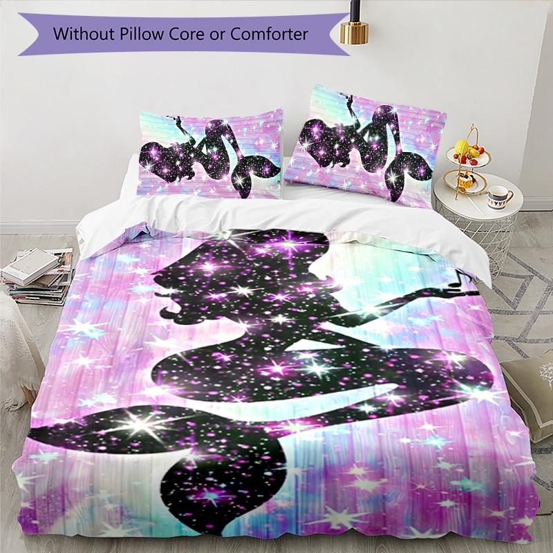 Mermaid 3pcs Bedding Set Duvet Cover Closure Includes 1 Duvet Cover & 2 Pillowcases for All Seasons Bedroom Home Dorm Decor