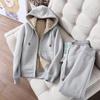 Plus Size Women's Fleece Lined Hooded Jacket & Sportswear Set - Autumn/Winter Korean Style