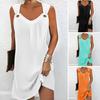 Yaz Kadın V Yaka Kolsuz Yelek Elbise Içi Boş Halka Düz Renk Gevşek Fit Ince Mini Elbise Streetweed