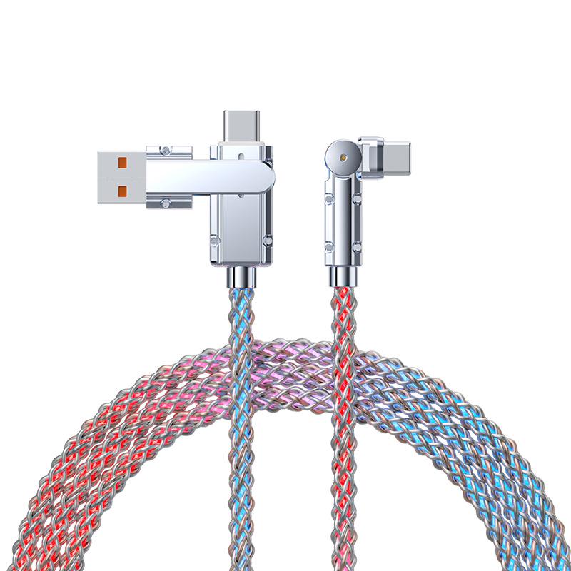 

Colorful Rotating Luminous Zinc Alloy PD540 Dual-Function Charging Cable
